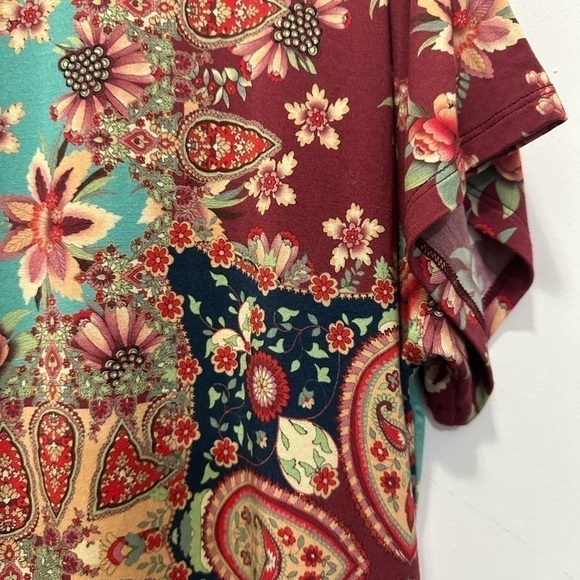 Johnny Was Thena Box Pleat Swing Tee Multi Color Size L - Picture 10 of 13